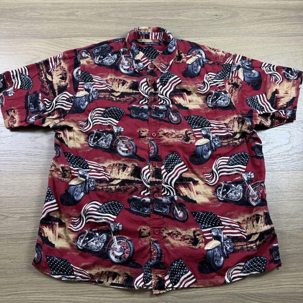 North River Outfitters Shirt Men XL Red Patriotic Independece Biker Motorcycle